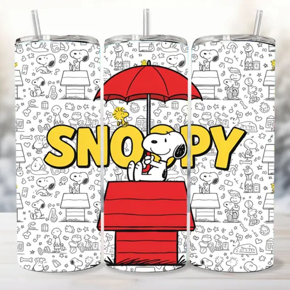 Cute Snoopy 20oz Tumbler, Cartoon Travel Mug, Christmas Gift, Girls Gift